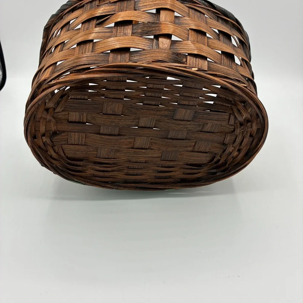 Vintage Woven Splint Basket Halloween Jack-O-Lantern Pumpkins Happy Halloween